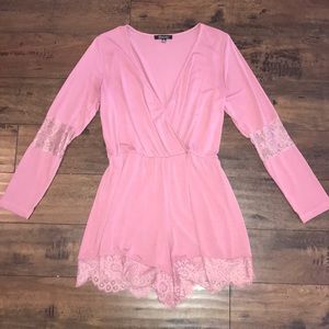 Lace long sleeve romper